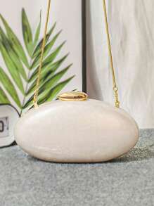 1 pièce Sac à main de soirée en forme de coquille ovale, style européen et américain, sac bandoulière mode polyvalent en acrylique haut de gamme d'une seule pièce, quincaillerie métallique chic avec fermeture magnétique, sac à main élégant et mode pour dame, convient pour les banquets, mariages, événements, défilés, cadeau pour femmes, peut également être utilisé comme sac de mariée, porte-rouge à lèvres, sac à cosmétiques, etc.