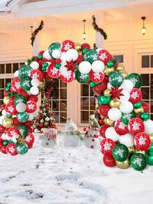 10/20/30/50 件圣诞气球套装 - 红色和绿色，配有圣诞老人、驯鹿、树木、雪花和铃铛，适用于节日派对、家居装饰、树木修剪