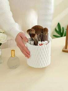 1pc 360 Degree Rotating Makeup Brush Holder, Eyeshadow Brush Stand And Eyebrow Pencil Holder, Stationery Pen Cup, Vanity Organizer Box, Home Vanity Decor, Office Desk Pen Cup And Beauty Tool Storage Box, Creative Cosmetic Storage Box, Vanity Accessories, Gift For Her - Multicolor - View 12