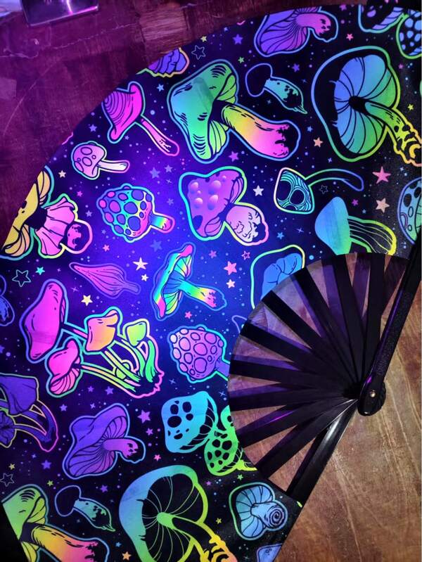 Oversized klappbarer Handventilator mit LED-Leuchten, tragbarer ausziehbarer Seidenfächer für Musikpartys, Tanzaufführungen, Dekoration und als Geschenk