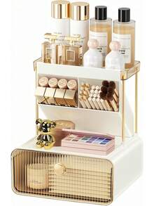 4段の化粧品収納、大容量の化粧品収納ボックス、スキンケア、メイクアップ収納ケース、仕切り、メイクアップボックス、ブラシスタンド、洗面所の収納架、引き出しタイプの化粧台棚。 - 1 - チェックする 11