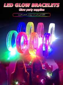 Paquete de 6/10/15 Brazaletes luminosos de burbuja multicolor LED, brazaletes con luces de colores parpadeantes que pueden durar talla grande de 12 horas. Brazalete de fiesta de acrílico con brillo, perfecto para bar, boda, fiesta, concierto, Navidad, regalo de cumpleaños