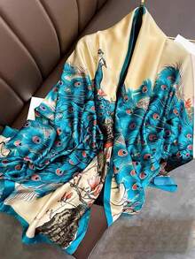 1件女款花卉印花薄款三角巾頭巾，柔軟輕盈大尺寸四季通用絲綢感披肩，適合旅行、派對、辦公室、婚禮、晚禮服，送禮首選 - 彩色 - 查看 10