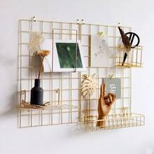Wall Grid Panel For Photo Display And Wall Storage Organizer With 5 Metal Clips 3 S Hooks 4 Nails 4 Plastic Hanging Buckles And 4 Screws 2 Pack Gold Holiday Gift For Her Trending Now - Vàng - Xem 1