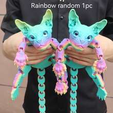 1 件 50 厘米/19.69 英寸 3D 打印巨型狮身人面像猫雕像，无毛猫家居装饰，逼真的仿真眼睛，全身可活动关节，彩虹系列猫装饰，节日装饰礼物，圣诞节，万圣节装饰，猫爱好者的完美礼物 - 彩色 - 查看 19