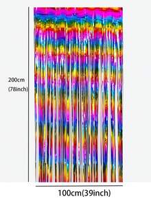 10pcs Rainbow Foil Fringe Curtain, Rainbow Party Decoration, 3.3x6.6ft Metallic Tinsel Backdrop, Holiday Photo Props Background, Suitable For Birthday, Wedding, Engagement, Bridal Shower, Unicorn Theme, Back To School, Valentine's Day And More Occasions - Multicolor - View 5