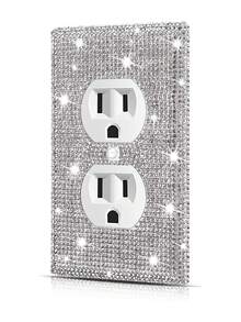 Tấm che ổ cắm điện gắn tường, tấm che ổ cắm điện, kích thước tiêu chuẩn 4,50" x 2,76", tấm che công tắc đèn trang trí đính đá lấp lánh bạc cho phòng ngủ, phụ kiện trang trí nhà cửa, nhãn dán, decal dán tường, decal vinyl trang trí nhà cửa, vật dụng trang trí mùa xuân làm mới ngôi nhà của bạn, nhãn dán trang trí Rama quà tặng sinh nhật tốt nghiệp - Bạc - Xem 11