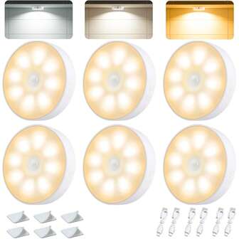 Yogle ไฟแสงสว่าง LED 3สีอุณหภูมิ สำหรับตู้เสื้อผ้า เซ็นเซอร์ตรวจจับการเคลื่อนไหว ไร้สาย เข้ากับสถานีชาร์จได้ ชาร์จไฟ USB แบตเตอรี่ในตัว แสงสว่างภายในตู้ แบตเตอรี่ 400mAh ไฟติดผนังแม่เหล็ก ไร้สาย สำหรับบันได ตู้เสื้อผ้า และทางเดิน
