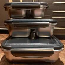 1 件装多格 304 不锈钢午餐盒，带透明盖，便携式分隔便当盒，带有可爱熊图案，保温午餐盒，大容量防漏水果沙拉食品储存容器，带 2/3 个隔层，适合学生和成人在家中、学校、宿舍、办公室、户外露营、野餐、旅行、上学时使用 - 彩色 - 查看 7