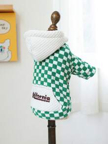 PETCIRCLE 1pc Pet Clothes, Dog/Cat Apparel, Small Dog/Puppy Outfit, Cute Pet Clothes, Small Dog/Cat Autumn/Winter Warm Comfortable Plaid Hoodie - Multicolor - View 7