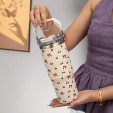 1 个 900 毫升/33.44 盎司 Bow & Cherry 真空保温水瓶，大容量，带手柄和吸管，适合运动、户外、健身、旅行 - 彩色 - 查看 6