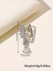 1 chiếc khuyên mũi giả cho nữ, màu bạc, hình chữ U, dạng kẹp, không cần xỏ lỗ, trang sức khuyên mũi giả. - Bạc - Xem 2