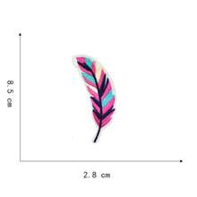 刺绣贴布装饰缝纫配件 - 仙人掌、羽毛贴花贴布，适用于衣服、裤子、破洞修补 - 彩色 - 查看 6