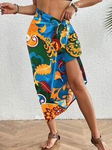 Fashion Slim Tie Bust Sexy Wrap Hawaiian Sarong Wraps For Women Swimsuit Coverup Long Bikini Skirt Cover Ups Swimwear Pareo Beach Cover Up
