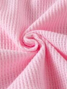 2 pièces/set Mode bébé fille rose mignon Débardeur à décoration de nœud papillon 3D à manches longues et pantalon en jean avec nœud papillon élastique à la taille, ensemble - Rose bonbon - Voir 8