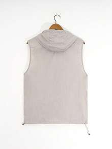 Leichte Damen Kapuzenjacke, luftige ärmellose Windjacke für den Sommer - Grau - Übersicht 3