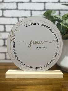 Placa Jesus Versículo Eu Sou o Caminho Versículo João 14:6 Placa Religiosa Jesus - Bege - Visão 1