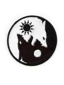 1PC Wolf Yin Yang Symbol Patch Chinese Culture Embroidered Iron On - Multicolor - View 6