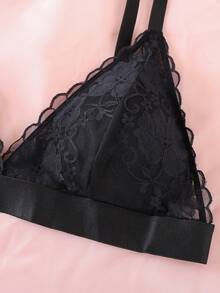 1件装女士极简钢圈文胸，防下垂，性感乳沟 - 黑色 - 查看 6