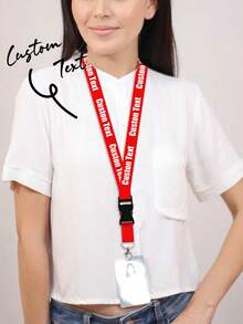 Customized Text ID Badge Lanyard, Personalized ID Badge Holder Strap, Detachable Clasp Customized Neck Strap Keychain, 53cm/20.87in, 6 Colors: Red/Orange/Blue/Navy/Black/Gray, Badge Holder, Phone Lanyard, Key Chain, Elegant & Romantic, Suitable For Office, School, Classroom, Teacher Gift, University, Coworkers, Dorm And More - Multicolor - View 5
