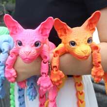 1 件 50 厘米/19.69 英寸 3D 打印巨型狮身人面像猫雕像，无毛猫家居装饰，逼真的仿真眼睛，全身可活动关节，彩虹系列猫装饰，节日装饰礼物，圣诞节，万圣节装饰，猫爱好者的完美礼物 - 彩色 - 查看 4