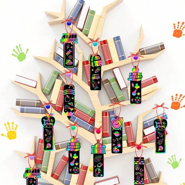 Back-To-School Theme Decorations: DIY Colorful Scratch Cards For Back-To-School Season Party Decorations,School Supplies,Back To School