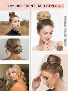 优雅的 6 英寸真人发圈 - 柔软、蓬松、耐用的弹性发髻,适合女性,多种颜色可供选择 - 彩色 - 查看 11