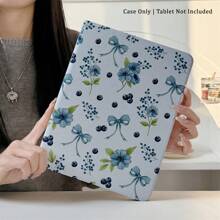 Funda de tableta con lazo, fondo azul claro y patrones de flor, lazada y mora azul, funda de tablet compatible con iPad 10.9/10.2/Air 5.a generación/Pro11/10th/93.7/Aire 2/iPad (7.o generación)/IPads Air 4/5/IPad Pro 11/ipad 10.e generación 2022 Smart Case/ iPad Air 13M3 2025/M3/AIR 11M 2025+ 11Ax 2025S/S9Spase(iPage 9/Fab/Plang 9S) Función de Air 10/X/spack S9A(SmiSmart 9ake 9/20)