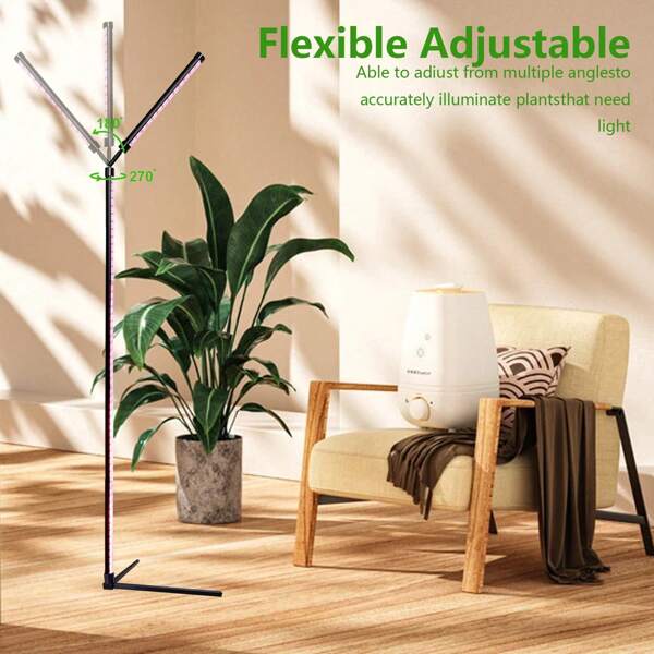 1 pieza Luz LED de espectro completo, adecuada para lámpara de crecimiento de plantas de interior con temporizador de 3/9/12H, alimentada por USB, luz de cultivo de plantas gigantes de pie para semilleros, suculentas y flores, lámpara de crecimiento de plantas, iluminación moderna, estructura de aluminio multifuncional posicionada