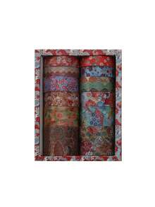 12 卷/盒，复古风景和纸胶带，创意花卉山鹤印花设计贴纸卷，剪贴簿和礼品包装装饰 DIY 遮蔽胶带 返校 - 彩色 - 查看 25