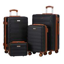 AAIVV 4-Piece Expandable Luggage, ABS Travel Luggage Set With Dual Spinner Wheels, TSA Lock Hard Shell Durable Travel Bag Luggage Set (13/20/26/28 Inch) Is Suitable For Everyone's Travel Needs - màu đen - Xem 1