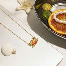 Uworld Metal Red Crab Pendant Necklace Stainless Steel Women Charm Ocean Wind Beach Jewelry 18k Gold PVD Stylish