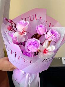 10 Stücke/Packung Wasserfestes Gold Folie Liebesbrief Blumen Geschenkpapier, für Blumengeschäft, Valentinstag