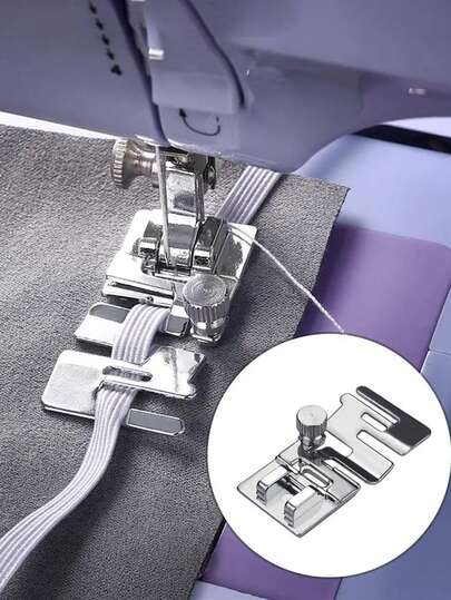 1个带可调节绑带的弹性压脚，适用于兄弟牌缝纫机和大多数低柄缝纫机，可用于缝制布料、工艺胶带等。可更换压脚，金属框架，适用于绣花机、锁眼机、穿线器等。适用于情人节、婚礼、生日等场合。