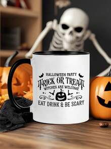 1 Peça Caneca de Café de 11 Onças com Desenho Animado de Halloween, Reutilizável e Durável, Presente Perfeito para Crianças e Adultos, Ótimo para Guloseimas de Halloween e Pausas para Café