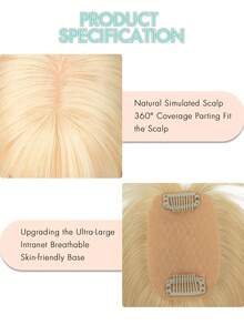 真人发夹式刘海假发，金色直发，适合头发稀疏者，男女通用，造型百变，增加发量，多功能假发，真人发 - S613 - 查看 5