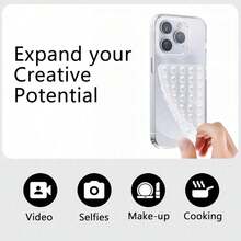 56 件双面硅胶吸盘手机壳，带可拆卸支架，适合自拍和视频，适用于所有手机型号的热门配件