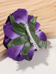 1个紫色玫瑰仿真花发夹，4.3英寸，波西米亚风格，适合夏季海滩旅行和日常发型装饰，爪夹，发夹，发卡，发夹，学生用品，发饰，头部饰品，女士发饰