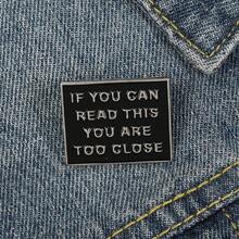 1pc Square Text Design Brooch, Suitable For Everyday Wear - Black - View 2