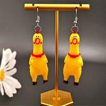 1 Pair Quirky Miniature Screaming Chicken Earrings, Unique Fashion Design Ear Studs Earring For Men & Women