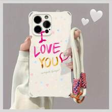 Funda para teléfono 1 pieza Una elegante correa para el hombro tipo bandolera, patrón Correa para el hombro tipo bandolera Correa de mano anticaída de cuatro esquinas Funda protectora para teléfono móvil Puede colgarse hacia atrás Funda para teléfono móvil suave adecuada para la serie 12 13 14 15 16 Pro Pro Plus - - Colores mixtos 1 - Ver 2
