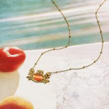 Uworld Metal Red Crab Pendant Necklace Stainless Steel Women Charm Ocean Wind Beach Jewelry 18k Gold PVD Stylish