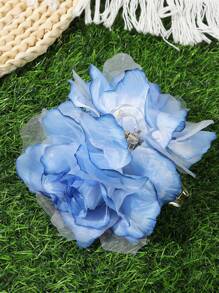 1pc 12cm Elegant Artificial Oversized Flower Hair Claw Hair Accessories Flower Hair Clips, School Stuff, College - Multicolor - View 12