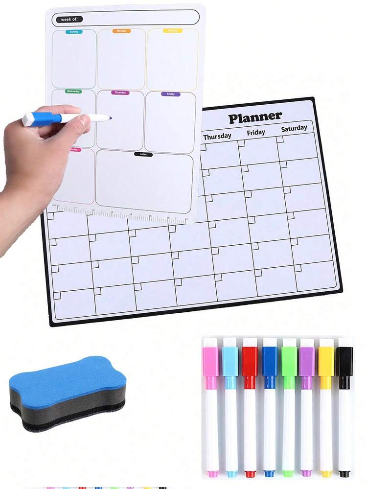 10 件干擦磁性冰箱日历、冰箱配件、冰箱贴纸、备忘板、月计划、周计划、每日议程、日历、待办事项清单多种选择（28 厘米 X 21 厘米） - 彩色 - 查看 18