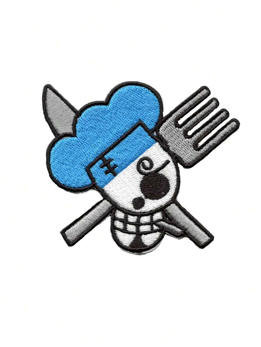 1PC One Piece Sanji Jolly Roger New World Patch Pirates Anime Skull Embroidered Iron On - Multicolor - View 1