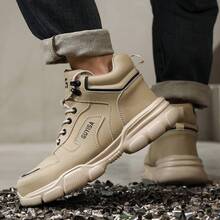 GUYISA Steel Toe Safety Boots, High Top Anti-Crush Anti-Puncture Rubber & Plastic Sole, 4 Seasons, Construction Worker Style Men's Safety Shoes - Khaki - View 7