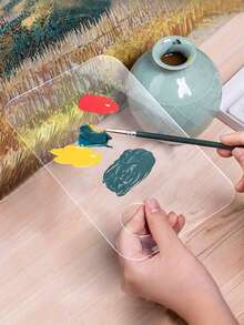 带拇指孔的椭圆形艺术家调色板 - 不粘，丙烯酸颜料调色板托盘，透明椭圆形调色调色板，适用于水彩、丙烯、化妆品化妆，适用于绘画、化妆等，学校用品，返校