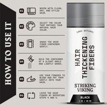 Striking Viking Hair Building Fibers For Thinning Hair (Black) 28g – Natural – Long-Lasting Powder For Undetectable, Thicker Look For Men & Women - Hair Fibers