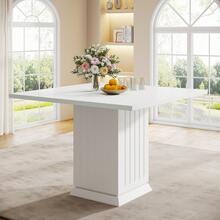 Tribesigns 90cm White Square Dining Table With 2 Placemats – Sturdy Pedestal Base For Dining Room, Living Room, And Kitchen - White - View 6