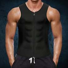 Fajas de neopreno para el cuerpo para hombres sudorosos que adelgazan la camiseta sin mangas chaleco termico - Negro - Ver 2